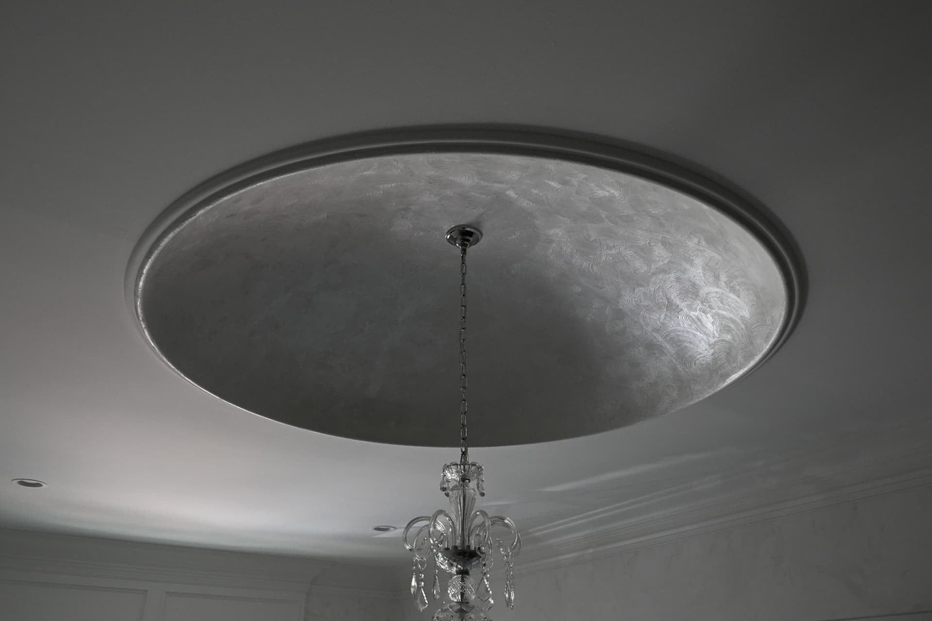 Hand-laid silver leaf dome, toned and sealed.